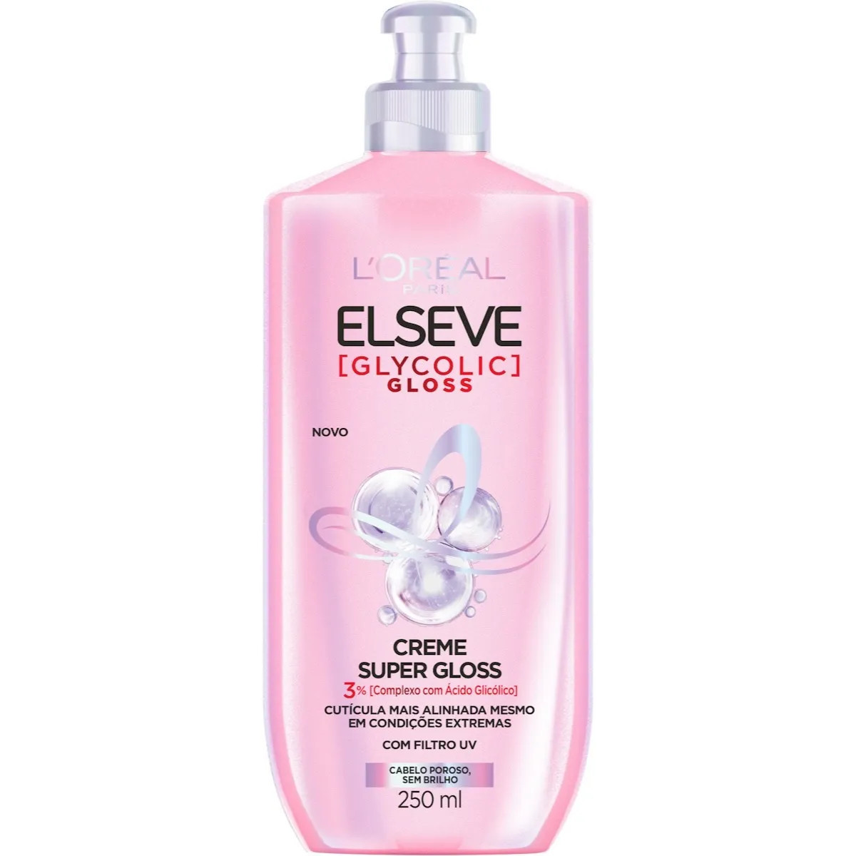 Creme Para Pentear Super Gloss Com Filtro Uv Loréal Paris Elseve Glycolic Gloss 250ml - Pague Me... | Pague Menos BR