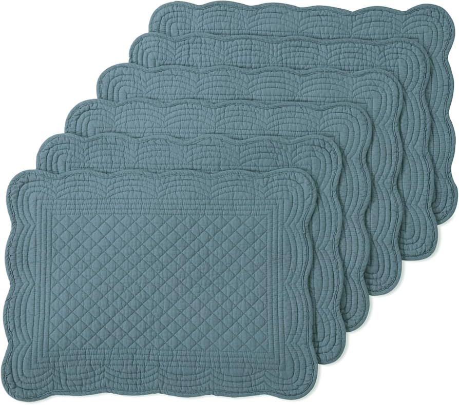 MABOZOO 100% Cotton Quilted Placemats Set of 6,Washable Cloth Table Placemats for Kitchen & Dinin... | Amazon (US)