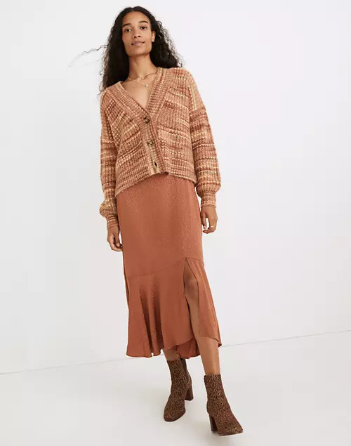 Flounce-Hem Midi Skirt in Cheetah Jacquard | Madewell