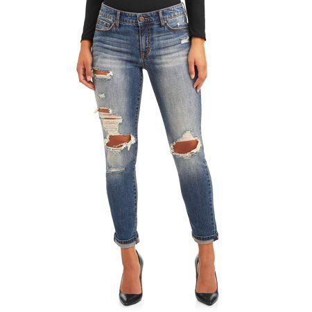 Sofia Jeans Bagi Boyfriend Destructed Mid Rise Ankle Jean Women's | Walmart (US)