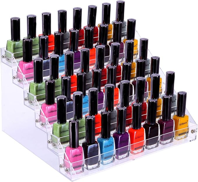 JANSBURG Nail Polish Organizer Ink Rack Holder Table Stand 6 Layer Acrylic Polish Holder Clear Pa... | Amazon (US)