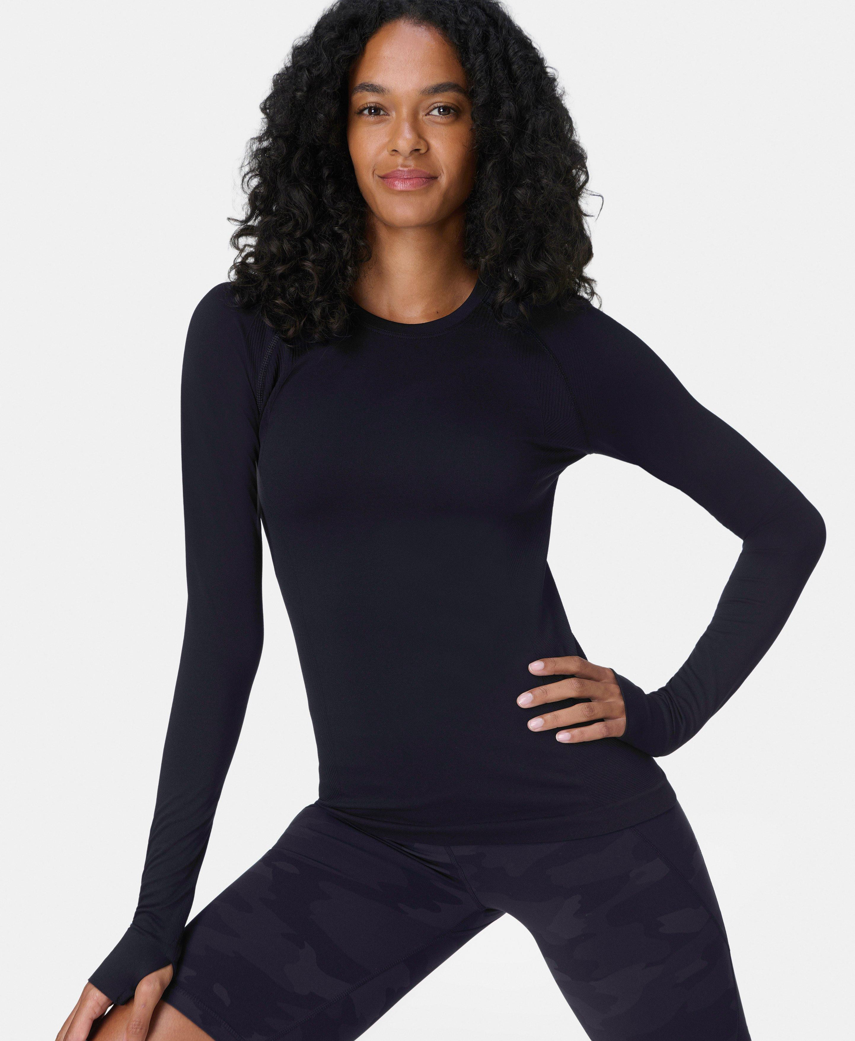 Athlete Seamless Workout Long Sleeve Top  - Black | Women's Base Layers & Long Sleeve Tops | Swea... | Sweaty Betty UK