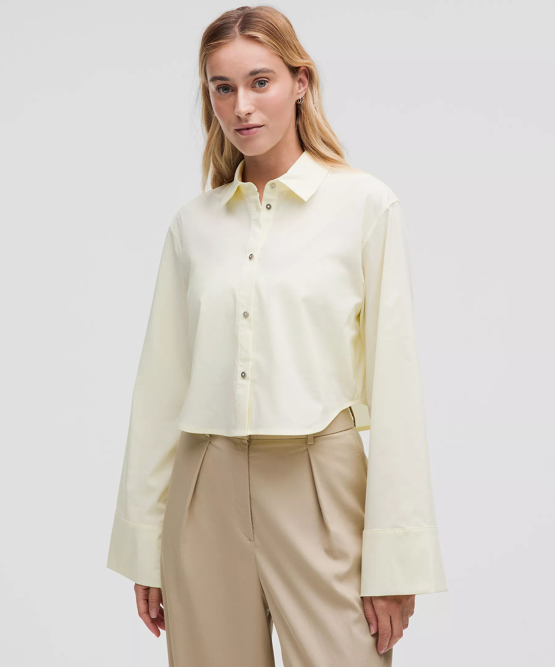 Cropped Poplin Button-Up Top | Lululemon (US)