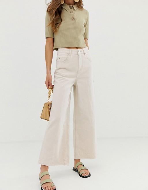 ASOS DESIGN premium wide leg jeans in bone white | ASOS (Global)