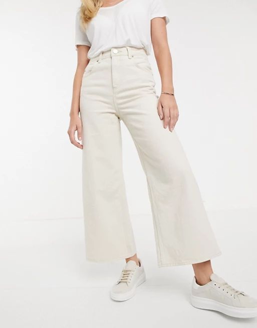 ASOS DESIGN premium wide leg jeans in bone white | ASOS (Global)