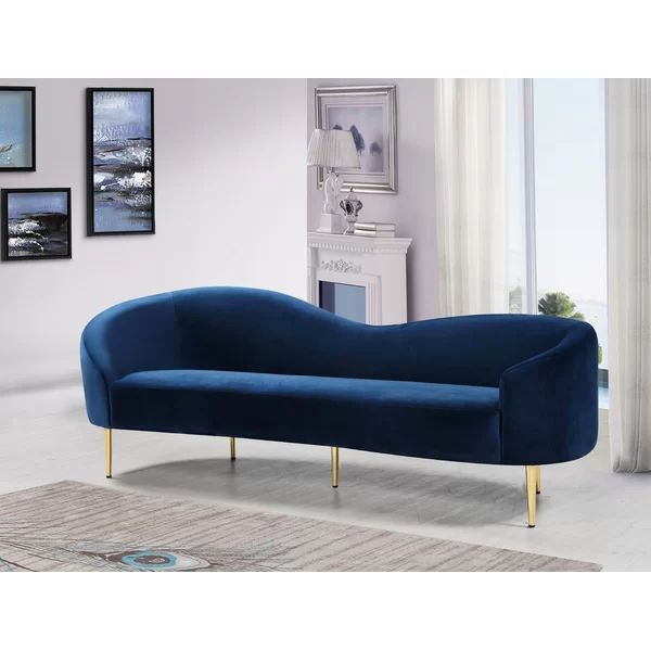 Shurtz 85.5'' Velvet Curved Sofa | Wayfair North America