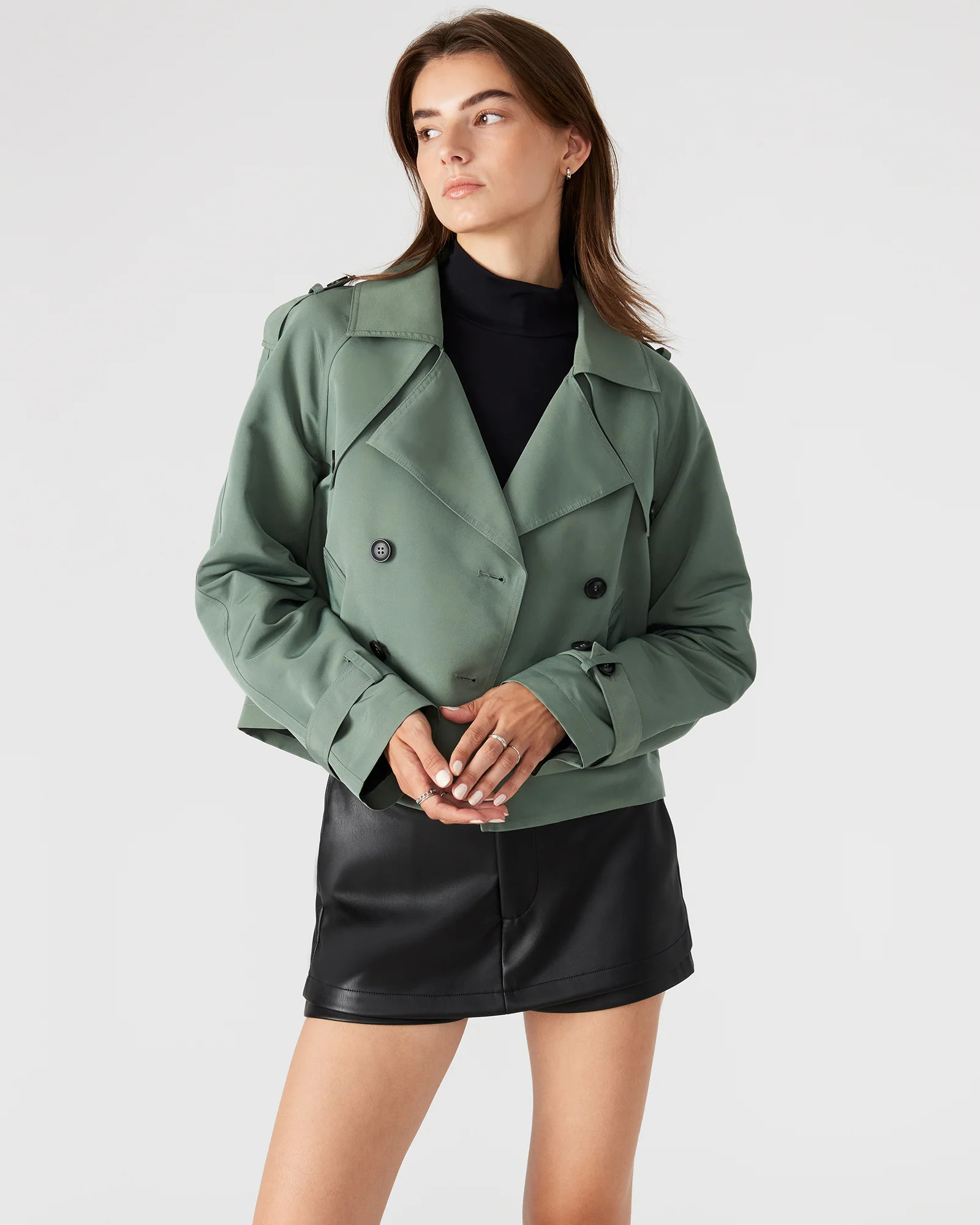SIRUS Jacket Light Green | Women's Cropped Trench Coat | Steve Madden (US)