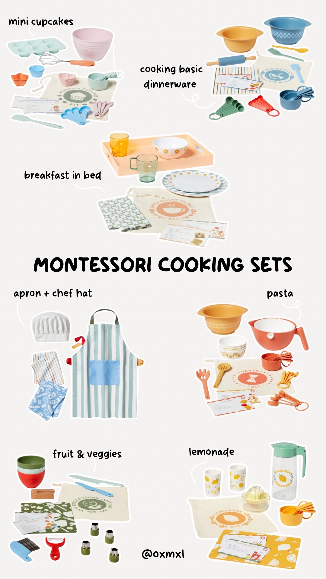 just found the cutest Montessori cooking sets for kids at Target the other day 🥹

montessori parenting is all about raising independent, confident little humans, and I cannot say no to anything that helps my kids build real-life skills ✨

tiny knives? mixing bowls? a little apron?! if it means they learn how to prep their own snacks and feel capable in the kitchen, it’s an automatic yes 🙂‍↕️ 

if you want to help your kiddo gain confidence, fine motor skills, and a tiny bit of self-sufficiency (aka, fewer “mom, I’m hungry” moments), you NEED these! 

want to start introducing the montessori method at home? I’ve got you! follow me on IG and check out my blog for all the basics on raising independent, capable kids—no fancy setup required!

blog: oxmxl.com
#targetfinds #targetmom #pillowfort #montessori #montessoritoddler #montessoriathome #montessoritoys 

#LTKFamily #LTKHome #LTKKids