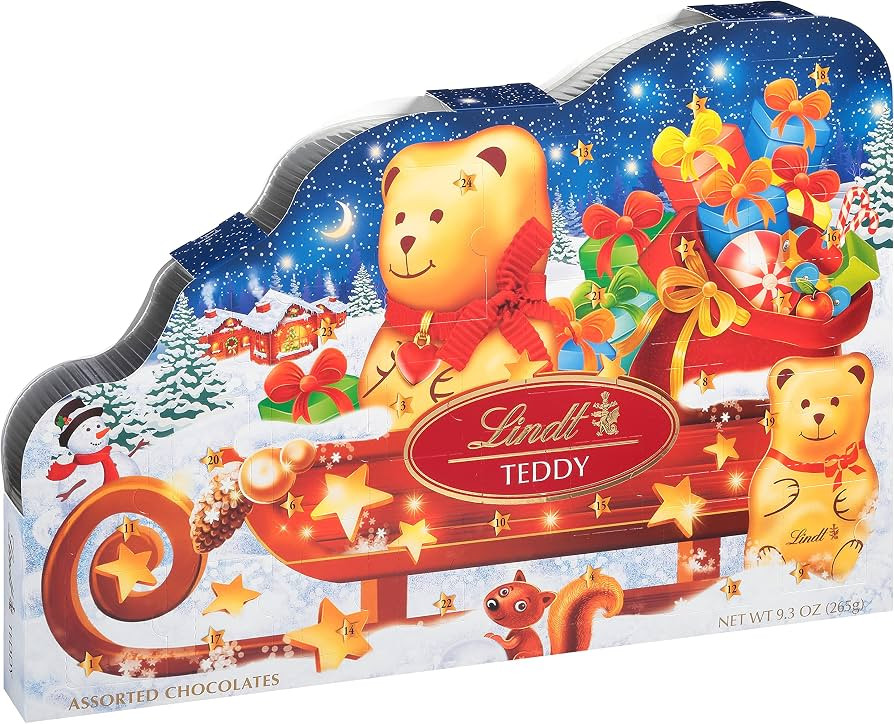 Lindt TEDDY Sleigh Assorted Chocolate Advent Calendar, Box of Assorted Chocolates, 9.3 oz. Box | Amazon (US)