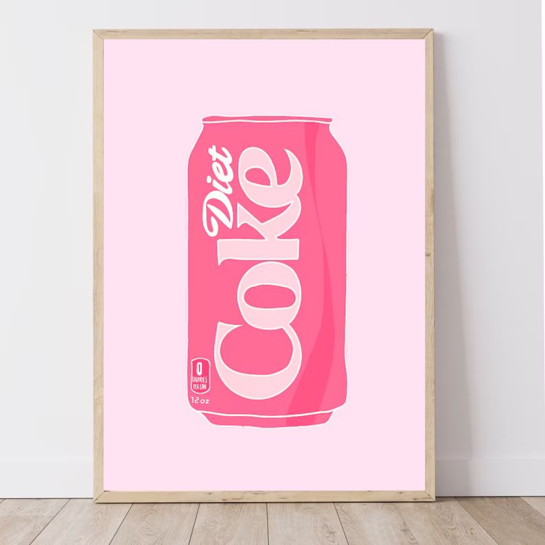 Pink Preppy Diet Cok Wall Art, Preppy Room Decor, Dorm Room Art, Trendy Wall Art, Teen Bedroom Ar... | Etsy (US)