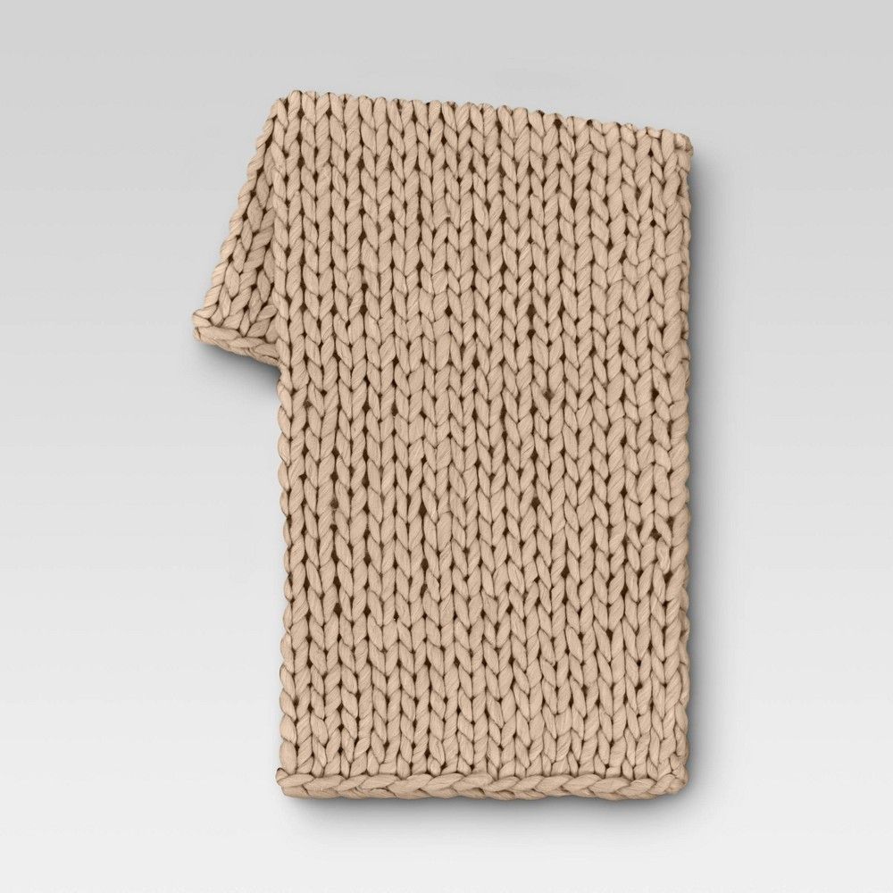 50""x60"" Chunky Knit Throw Blanket Neutral - Threshold | Target