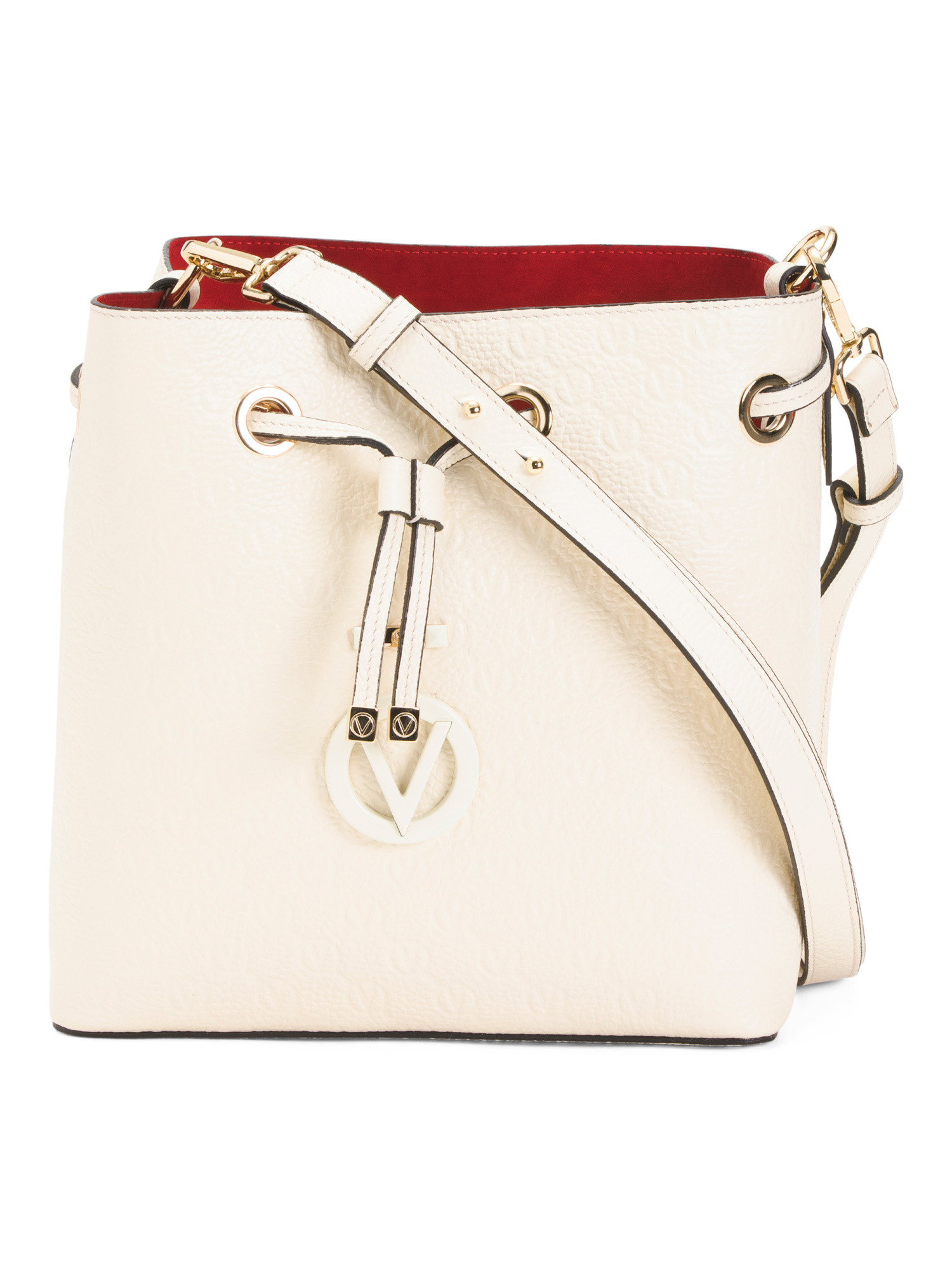 Made In Italy Leather Karl Dollaro Bucket Bag With Crossbody Strap | TJ Maxx