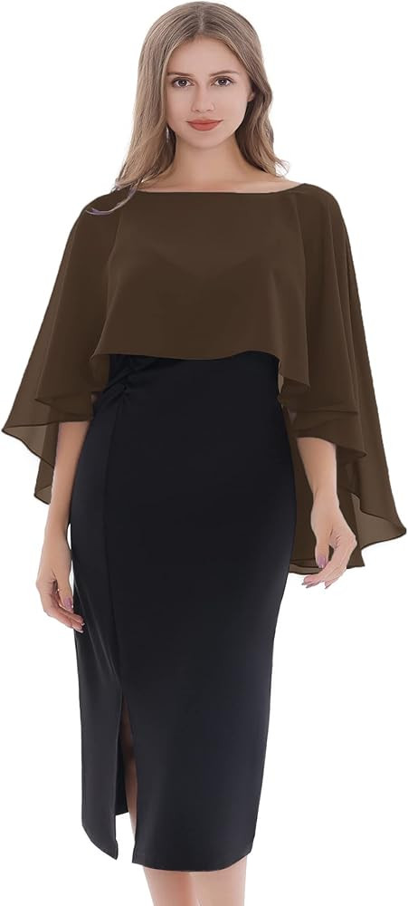 Women's Capelet Shawls and Wraps for Evening Dresses Soft Bridesmaid Shawl Chiffon Cape Wedding C... | Amazon (US)