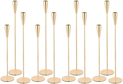 Candlestick Holders Taper Candle Holders,Decorative Gold Candlestick Holder Set of 12 PCS Metal T... | Amazon (US)
