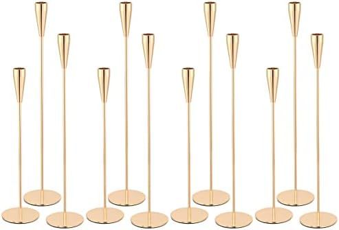 Candlestick Holders Taper Candle Holders,Decorative Gold Candlestick Holder Set of 12 PCS Metal T... | Amazon (US)