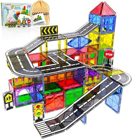 Magnetic Tiles - Road Set, Magnetic Building Blocks, Preschool Montessori Toys Gift for 3+ Year O... | Amazon (US)