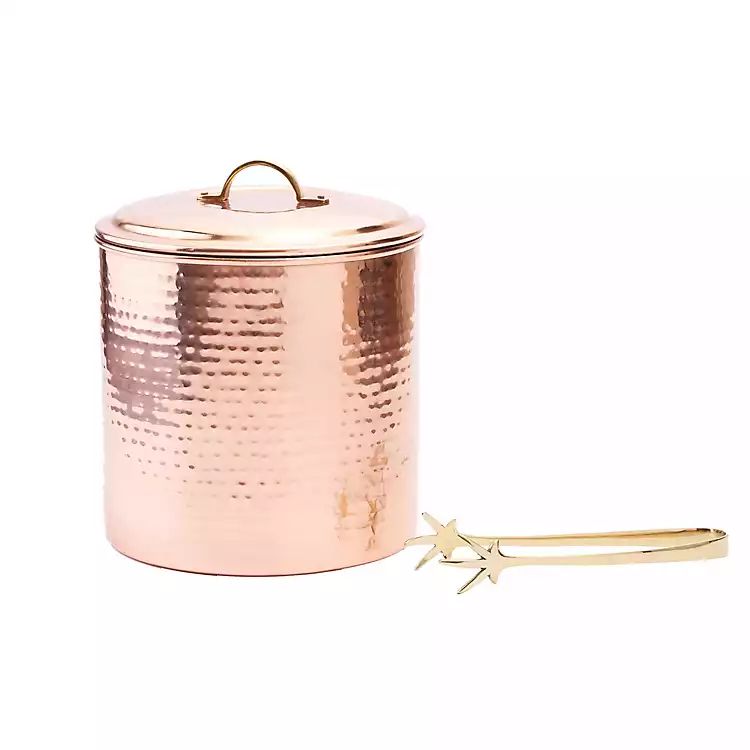 Hammered Copper Ice Bucket with Tongs | Kirkland's Home