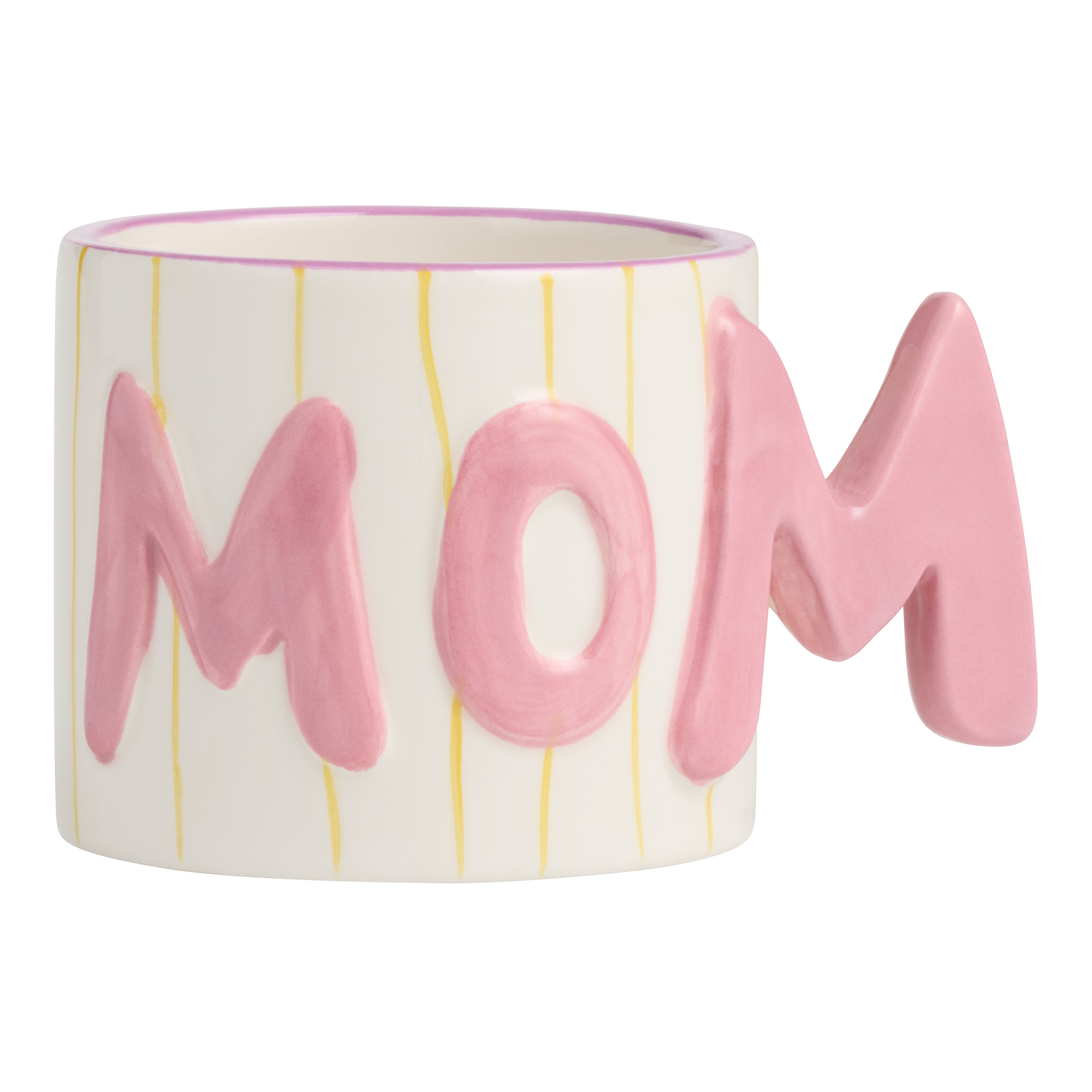 Lilac and Yellow Mom Handle Hand Painted Ceramic Mug | World Market
