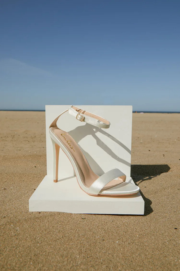 Ellyy White Satin Ankle Strap Stiletto Heels | Lulus (US)