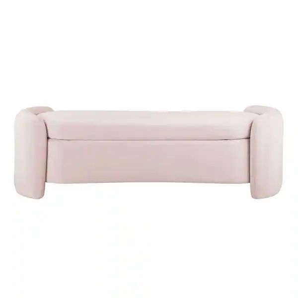 Nebula Upholstered Performance Velvet Bench - Pink | Bed Bath & Beyond