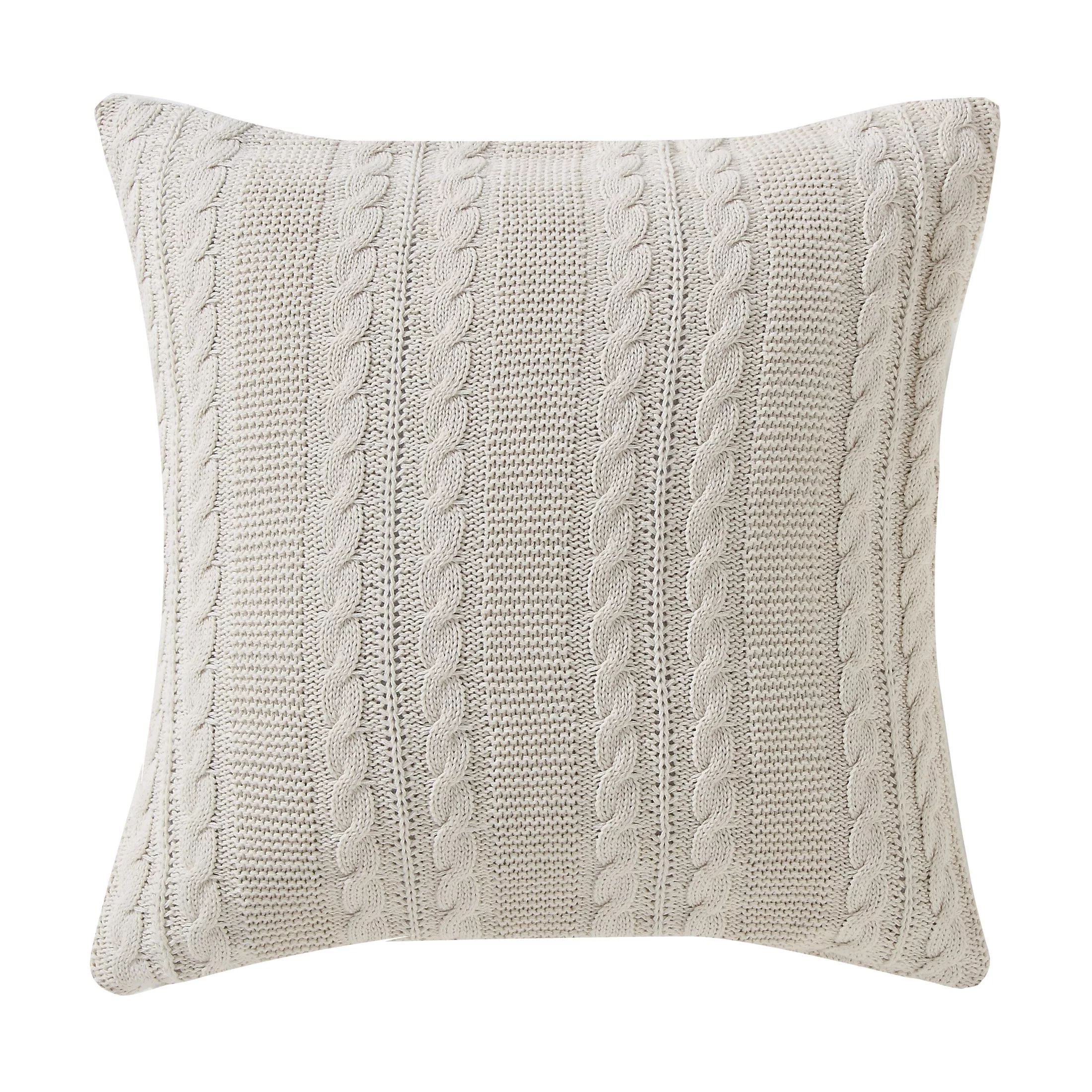 VCNY Home Dublin Cable Knit Square Decorative Throw Pillow, 18" x 18", Ivory | Walmart (US)