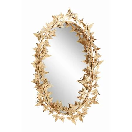DecMode 3D Gilded Butterflies Large Oval Wall Mirror | Walmart (US)