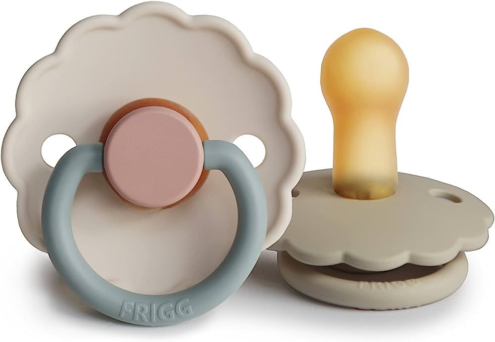 FRIGG Daisy Natural Rubber Baby Pacifier | Made in Denmark | BPA-Free (Cotton Candy/Sandstone, 6-... | Amazon (US)
