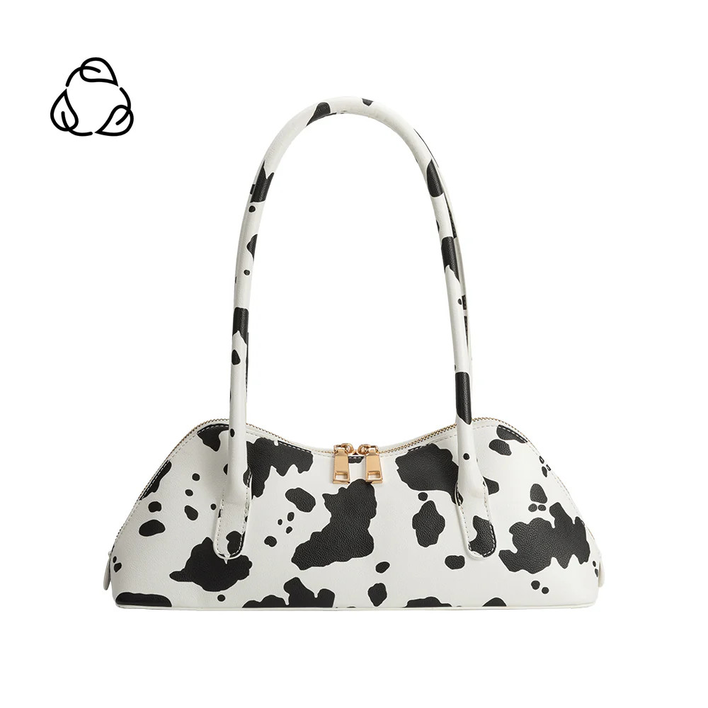 Cow Print Dakota Recycled Vegan Leather Shoulder Bag | Melie Bianco | Melie Bianco