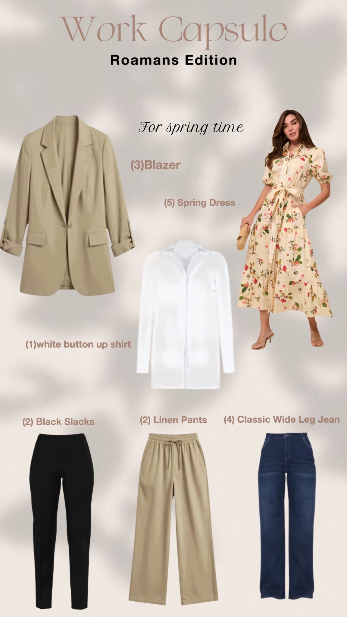 Okay… let’s talk spring work capsule 🤍
I wanted pieces I can actually wear on repeat and Roamans delivered. Think a tan linen blazer + matching pants, classic black pants, wide-leg jeans, a crisp white button-up, and an easy spring dress.
Everything mixes, matches, and just works—no overthinking. I can mix these pieces with items already in my closet.
Check out these finds if you’re building your capsule too ✨
#LTKStyle #SpringCapsule #WorkwearOver40 #PlusSizeStyle #EffortlessStyle

#LTKfitnessgoals