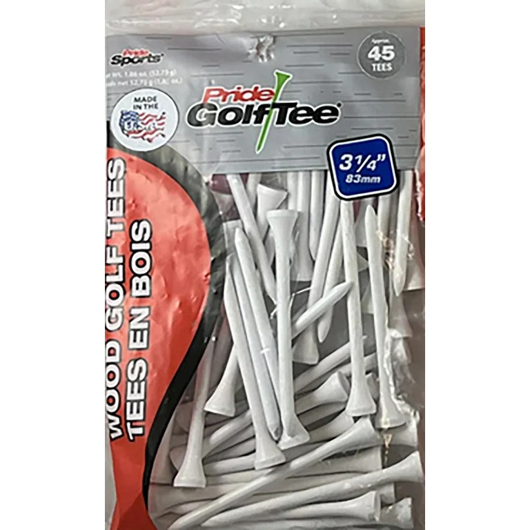Pride Sports 3.25” White Hardwood Golf Tees – Classic Durable Wood Tees for Long Drives, 45 C... | Walmart (US)