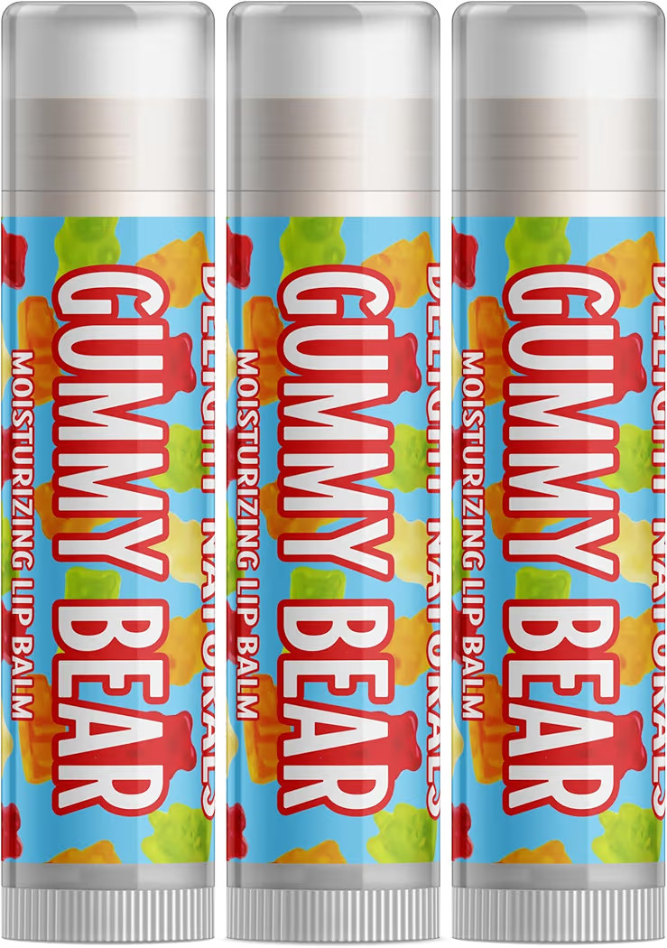 Delight Naturals Gummy Bear Lip Balm - Set of Three | Amazon (US)