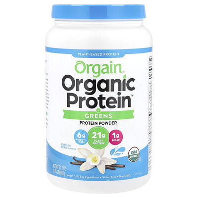 Orgain, Organic Protein™ + Greens Protein Powder, Plant-Based, Vanilla Bean, 1.94 lb (882 g) | iHerb