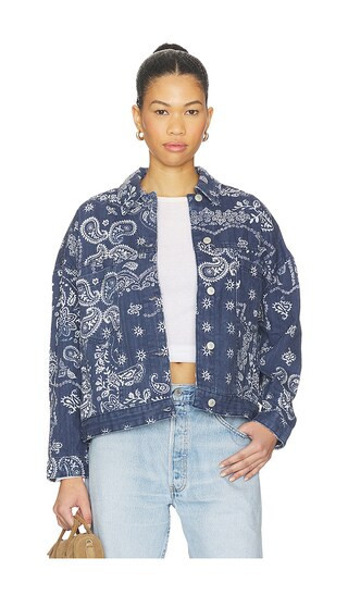 Free People Opal Swing Printed Jacket in Blue. - size XL | Revolve Clothing (Global)