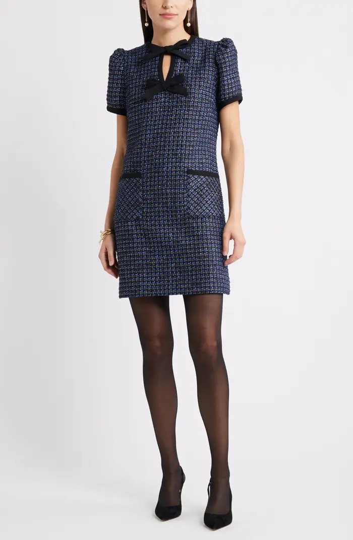 Caslon® Double Tie Neck Tweed Minidress | Nordstrom | Nordstrom