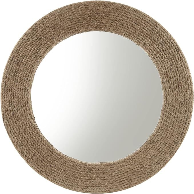 Madison Park Wall Décor Cove Cottage Style Round Jute Rope Frame, Mirror for Living Room, Consol... | Amazon (US)