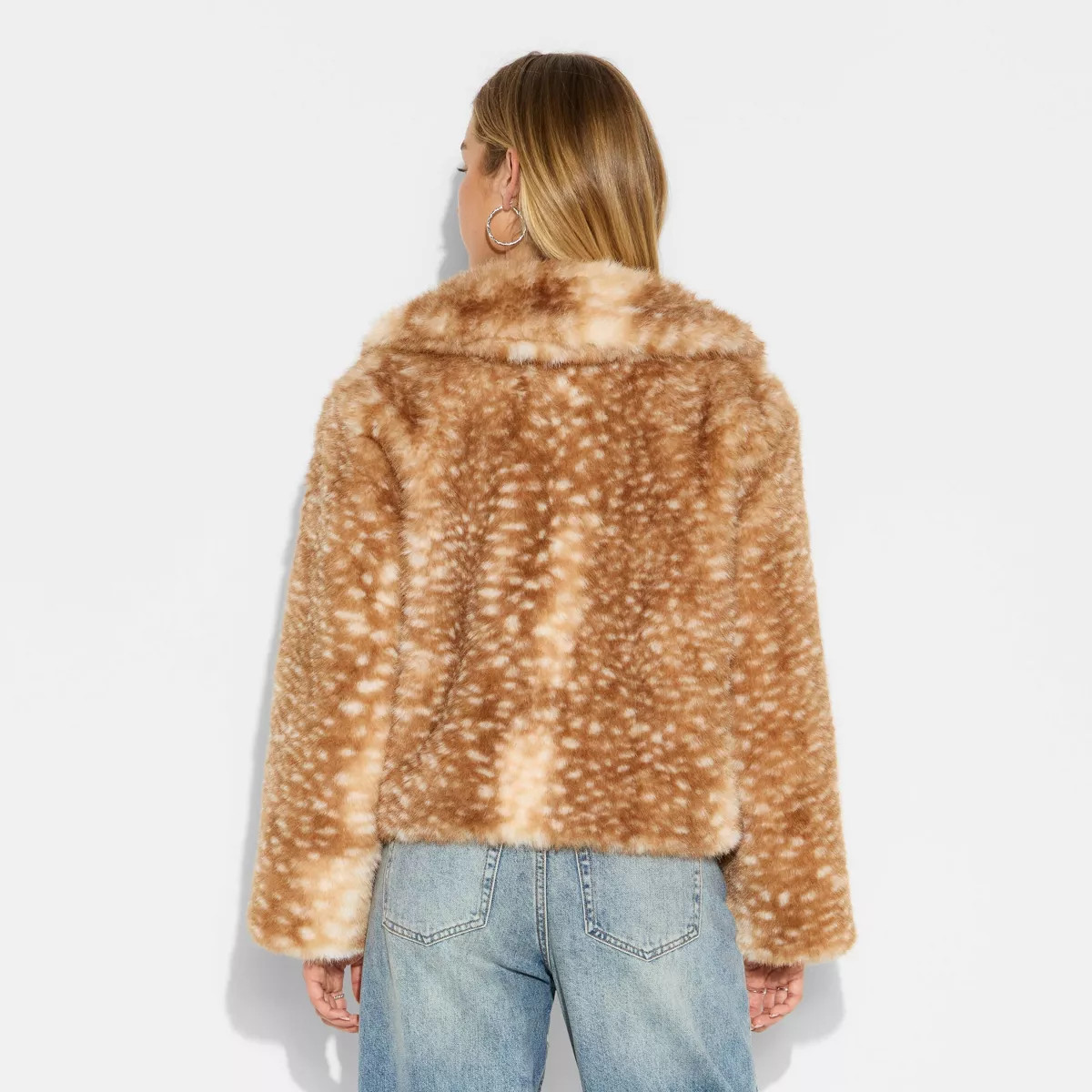 Women's Faux Fur Jacket - Wild Fable™ Tan Deer Hide | Target