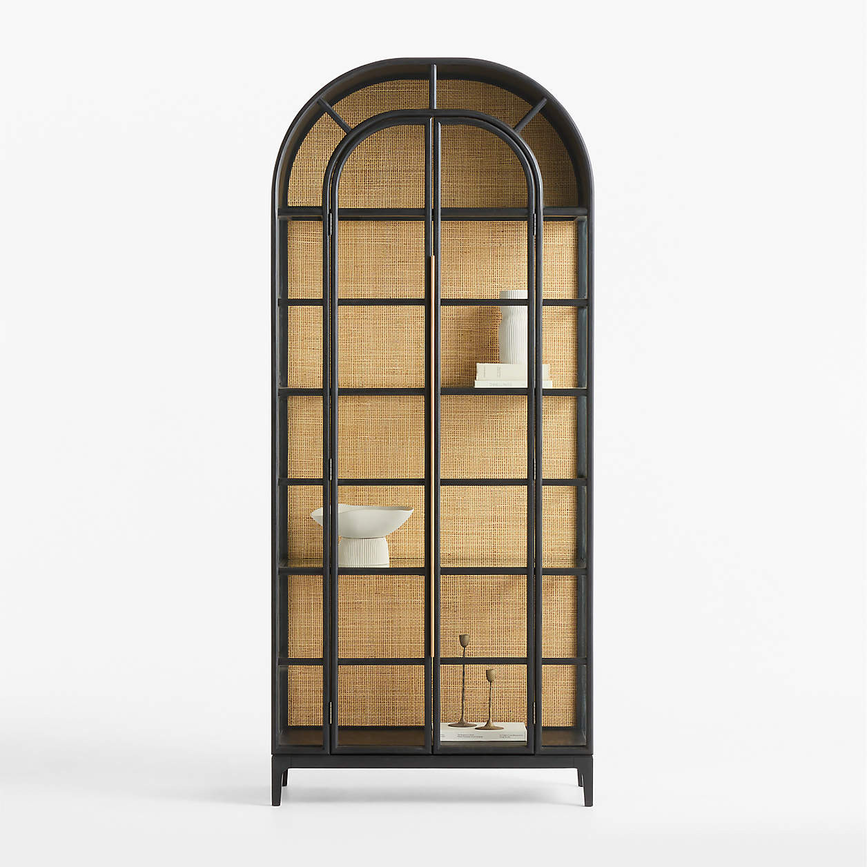 Atrium 37" Black Wood and Glass Storage Display Cabinet + Reviews | Crate & Barrel | Crate & Barrel