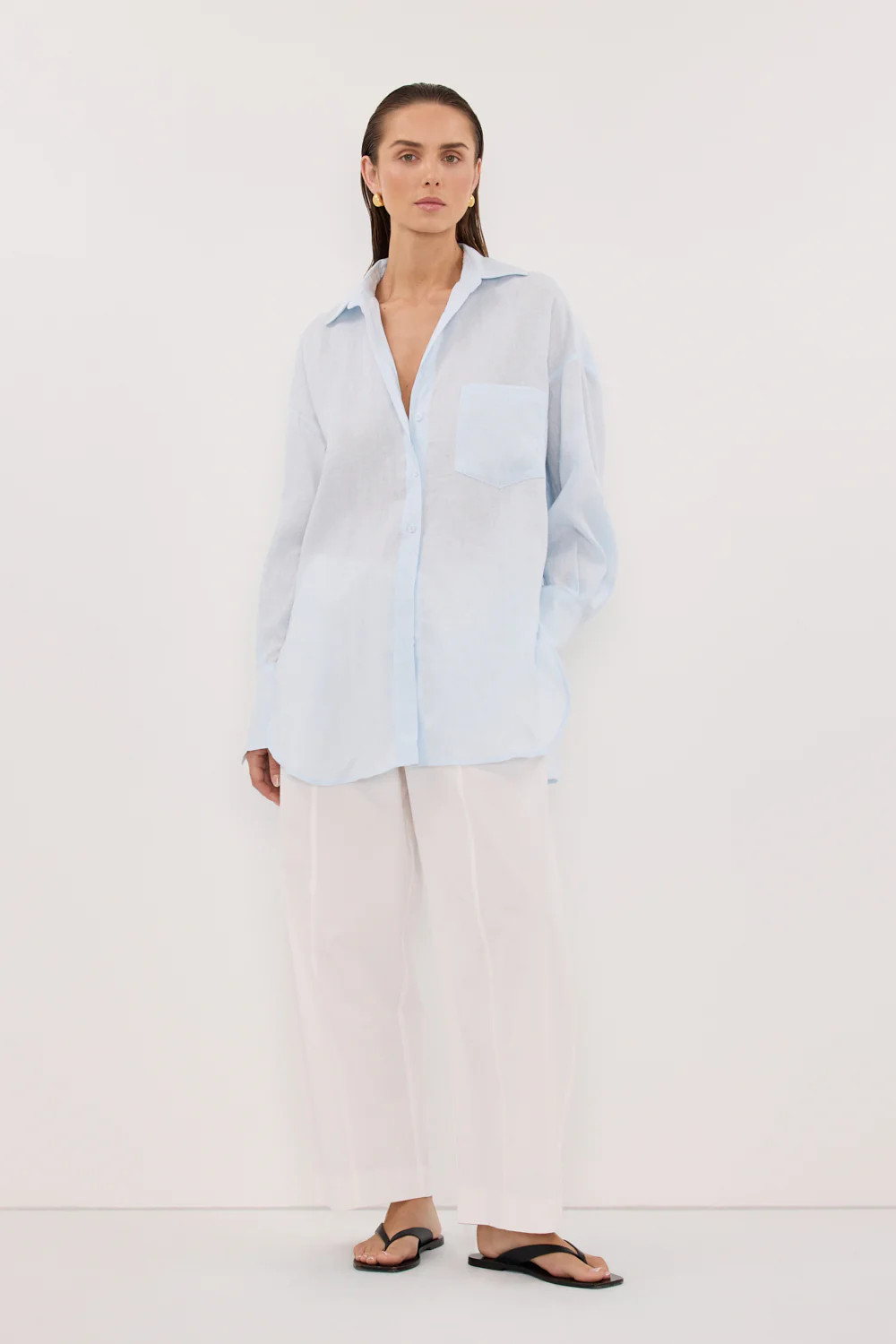 ELLIS ICE BLUE LINEN SHIRT | DISSH