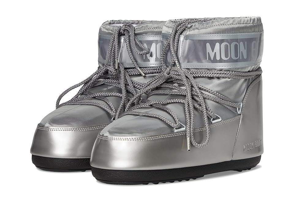 MOON BOOT Icon Low Glance Women's Cold Weather Boots Silver : EU 36-38 (US Women's 5.5-7) B - Medium, Synthetic/Textile | Zappos
