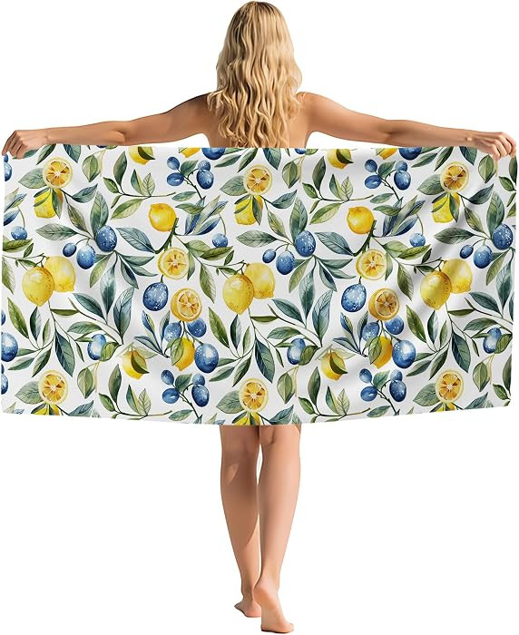 Mediterranean Lemon Beach Towel, Mediterranean Sicilian Lemons Sand Beach Towels Gifts for Women,... | Amazon (US)