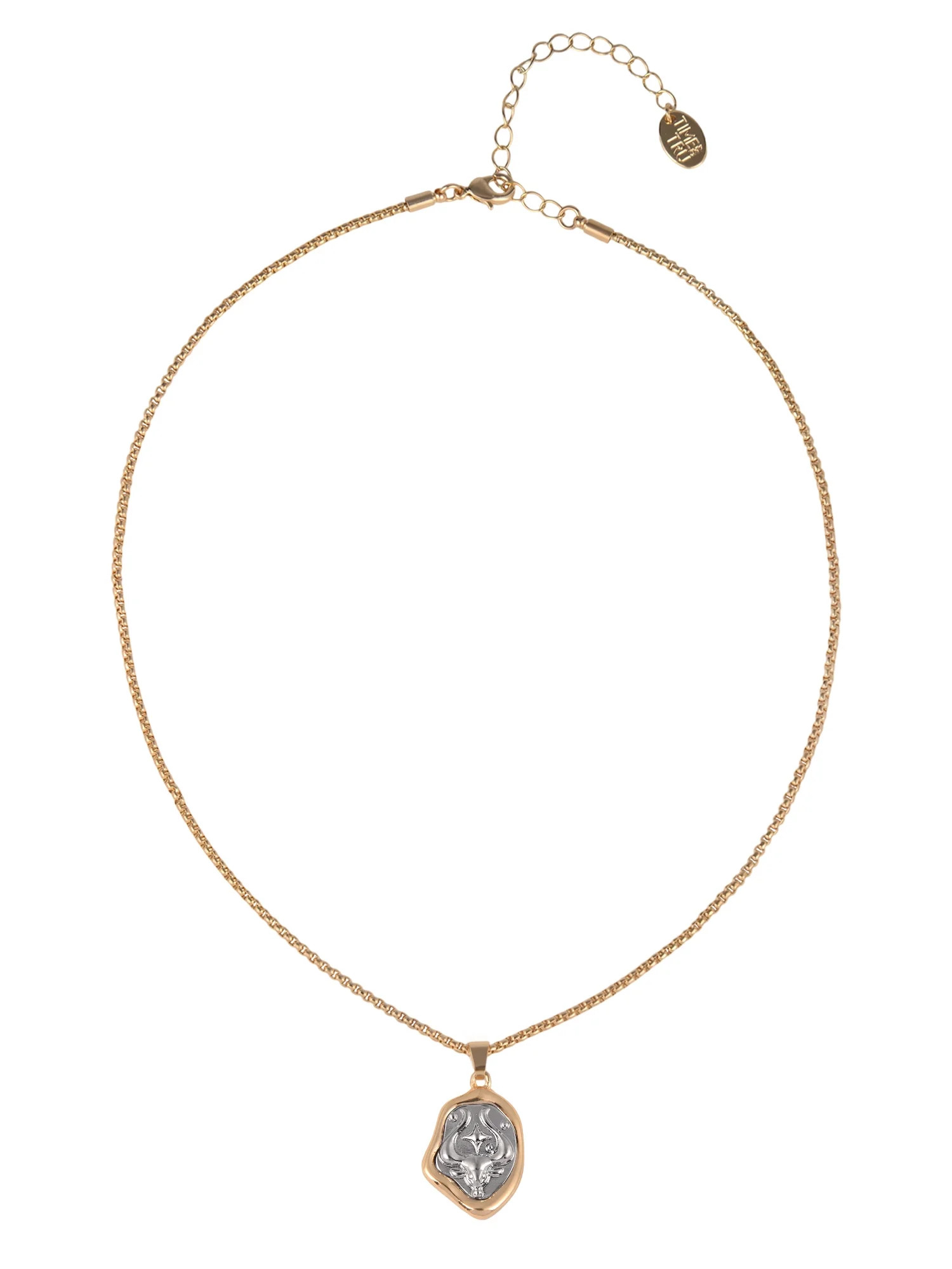 Time and Tru Goldtone Silvertone Reversible Pendant "Taurus" Necklace | Walmart (US)