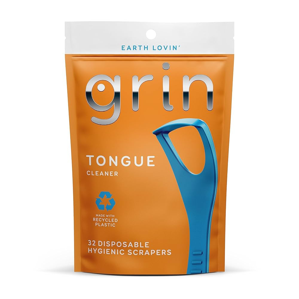 GRIN Tongue Cleaner, 32 Count, Disposable Tongue Cleaner, Hygienic Scraper, Recycled Plastic, Cle... | Amazon (US)