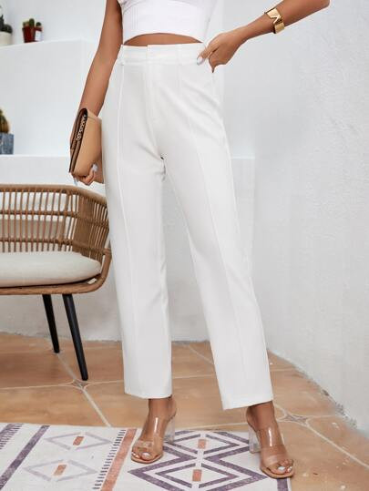 EMERY ROSE Solid High Waist Suit Pants | SHEIN