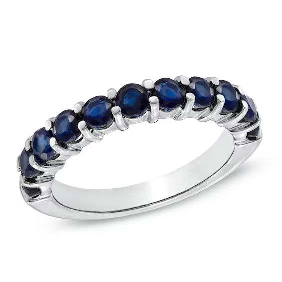 Lab-Created Blue Sapphire Anniversary Band in Sterling Silver|Zales | Zales