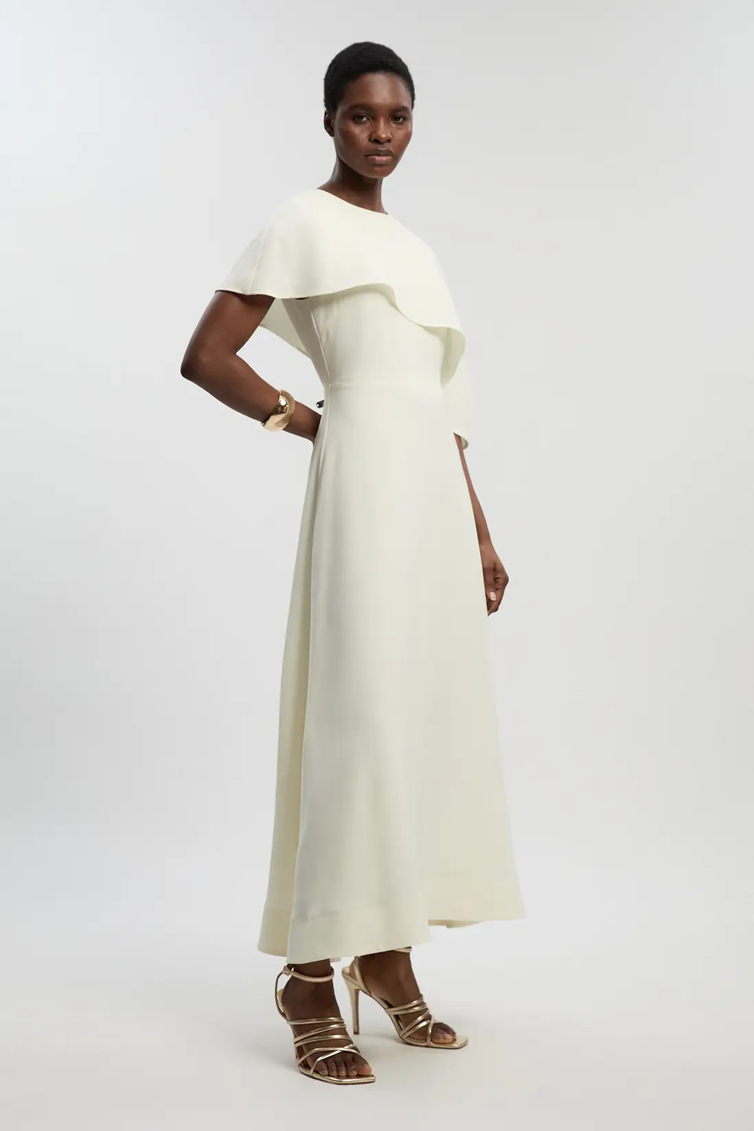 Petite Soft Tailored Cape Detail Tailored Midi Dress | Karen Millen