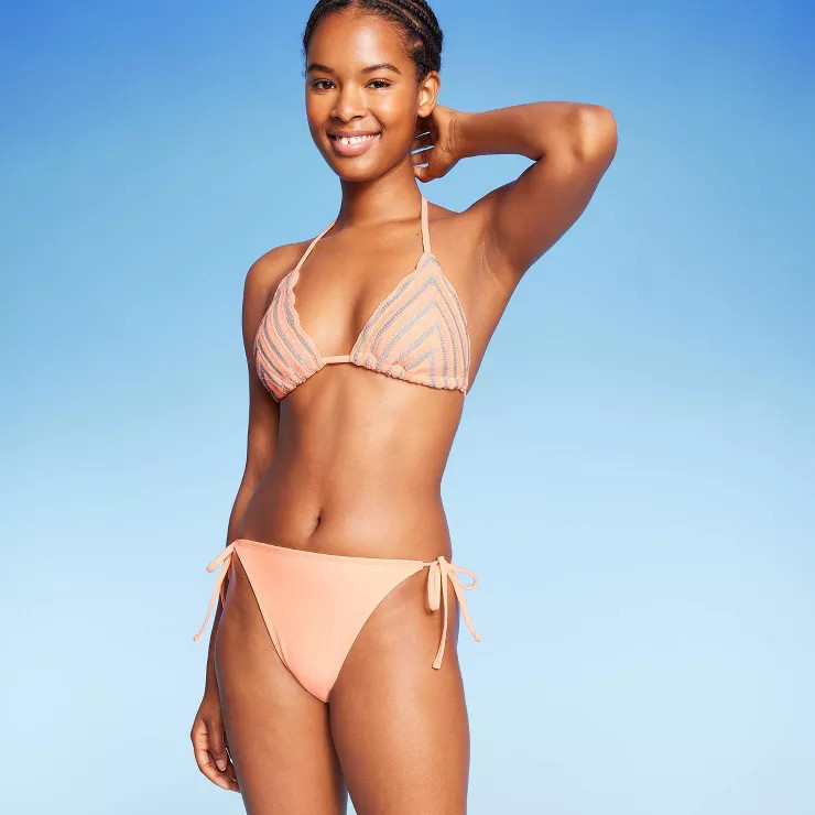Women's Side-Tie Medium Coverage Bikini Bottom - Wild Fable™ Peach | Target