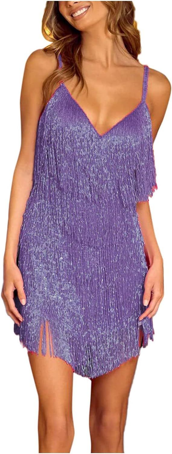 Women's Beach Vacation Dresses Solid Color Sleeveless Sling Tassel Style Dress Dresses Summer | Amazon (US)