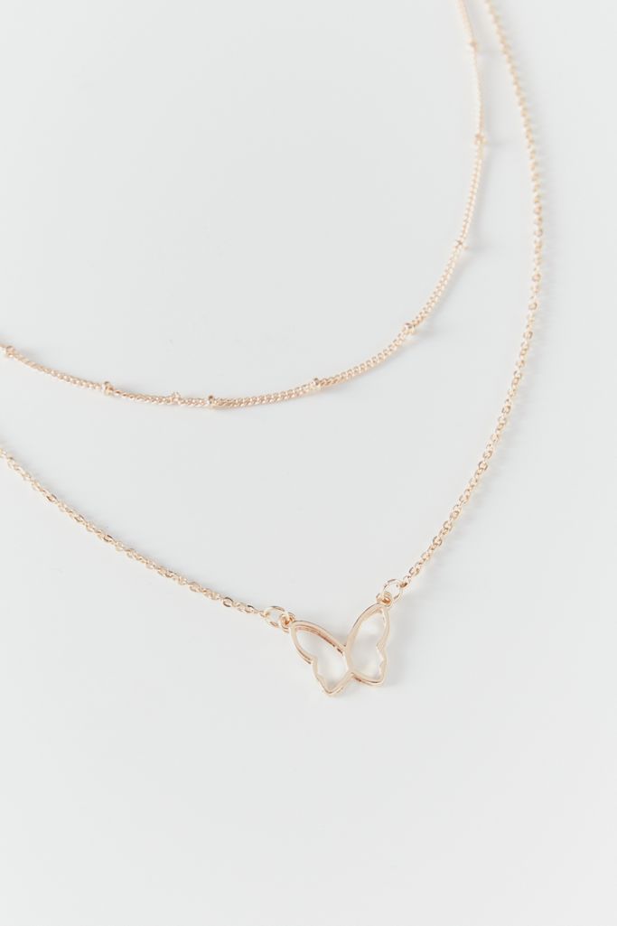 Delicate Butterfly Layer Necklace | Urban Outfitters (US and RoW)