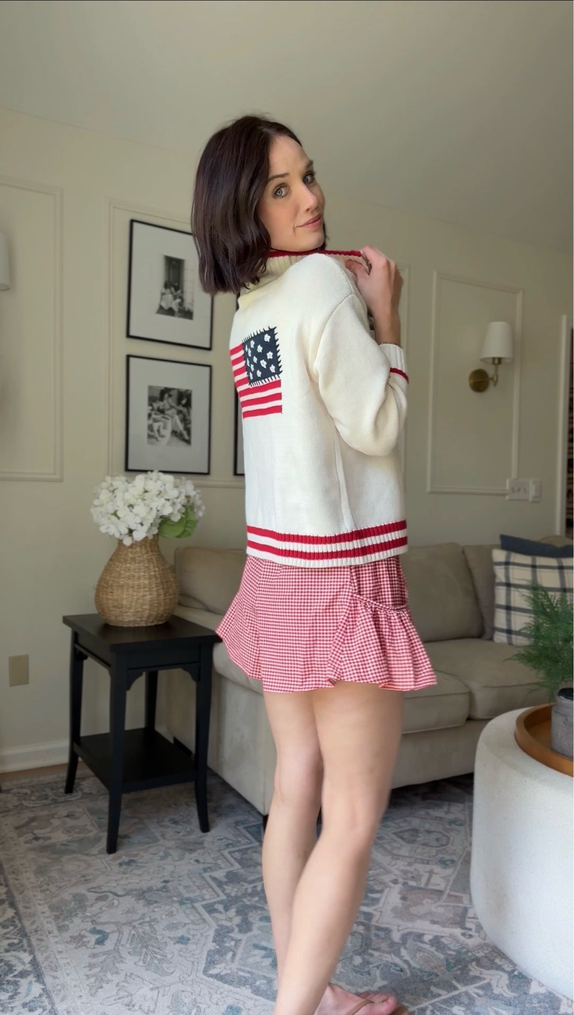 Flag Sweater : wearing m
Plaid shorts : wearing m 

Fourth of July outfit // red white and blue

#LTKgrwm #LTKootd #LTKSeasonal