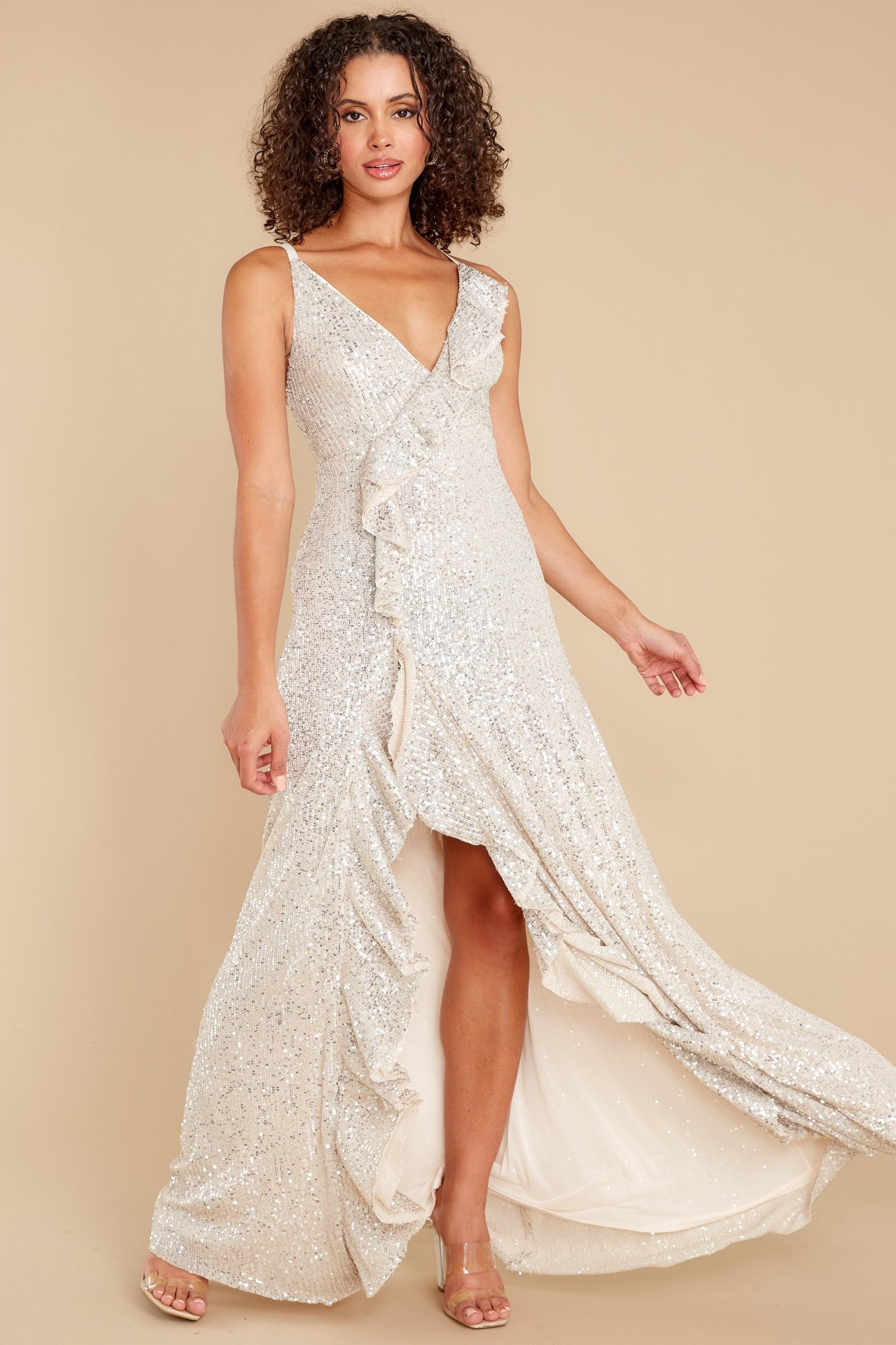 What's More Exciting Silver Sequin Maxi Dress | Red Dress 